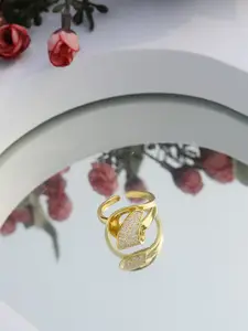 DIAVO Gold Plated 925 Sterling Silver Stone Studded Finger Ring