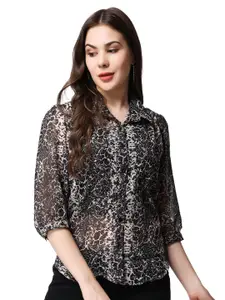 BAESD Women Classic Spread Collar Abstract Printed  Casual Shirt