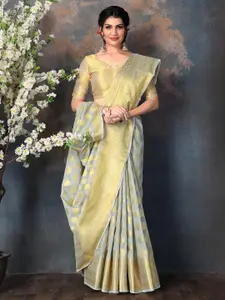 Areca Designer Ethnic Motifs Zari Linen Blend Banarasi Saree