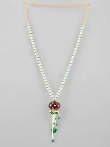 DASTOOR Gold-Plated Stones Studded & Beaded Necklace & Earrings