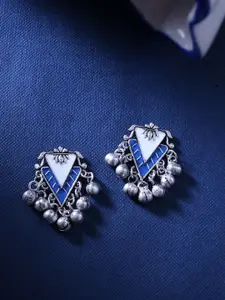 Sangria Silver Plated Indigo Affair Triangle Shaped Studs