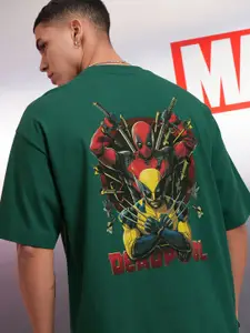 HIGHLANDER Men Deadpool & Wolverine Printed Oversized Drop Shoulder Sleeves Cotton Tshirt