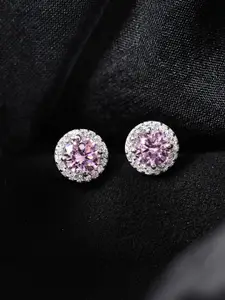 Clara 925 Sterling Silver Rhodium-Plated Contemporary Cubic Zirconia Studded Earrings