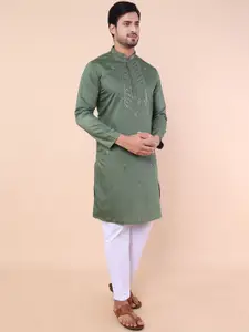 NAMASKAR Ethnic Motifs Printed Cotton Pathani Kurta