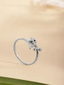 DIAVO 925 Sterling Silver Rhodium Plated Artificial Stone Studded Finger Ring