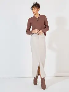 Styli Women Regular Fit Regular Length Collar Neck Textured Sweater