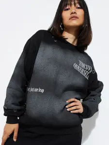 max URB_N Women Oversized Printed Sweatshirt