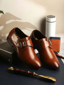 ID Men Solid With Buckled Toe Formal Monk Shoes