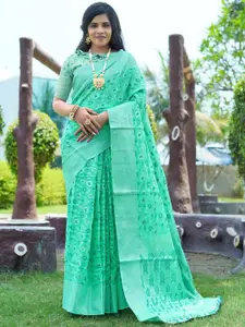 Areca Designer Ethnic Motifs Zari Linen Blend Banarasi Saree