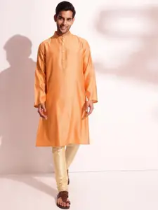Fabindia Ethnic Motifs Woven Design Mandarin Collar Straight Kurta