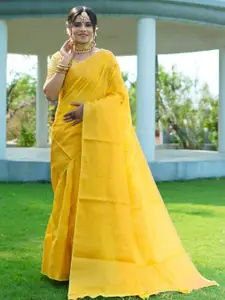 Areca Designer Ethnic Motifs Zari Linen Blend Banarasi Saree