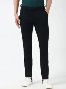 Peter England Men Solid Mid-Rise Slim Fit Formal Trousers