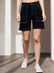 Miss Chase Women Regular High Rise Above Knee Stretchable Denim Shorts