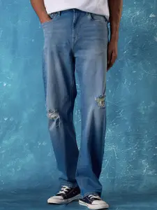 Flying Machine Men Mildly Distressed Heavy Fade Stretchable Cotton Jeans