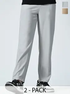 BAESD Men Pack Of 2 Men Solid Mid-Rise Track Pants