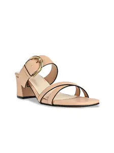 CAI Buckle Detail Block Heel Sandals