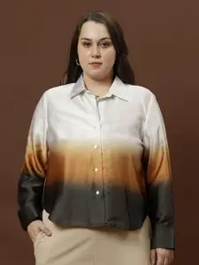 Athena Ample Ombre Print Satin Shirt Style Top