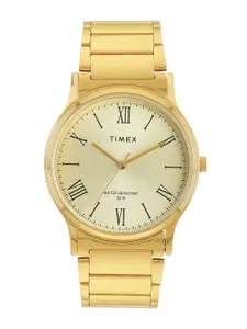 Timex Men Brass Dial & Stainless Steel Bracelet Style Straps Analogue Watch TW00ZR348