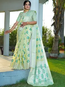 Areca Designer Ethnic Motifs Zari Linen Blend Banarasi Saree