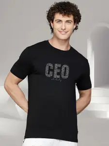 Elibolz Men Typography Printed Round Neck Cotton T-shirt