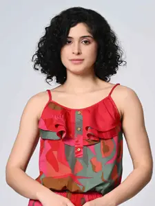 BAESD Women Abstract Printed Shoulder Straps Top