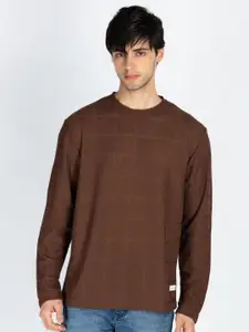 Status Quo Men Self Design Round Neck Cotton T-shirt