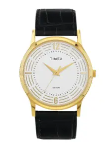 Timex Men Round Dial & Leather Textured Straps Analogue Watch TW00ZR425