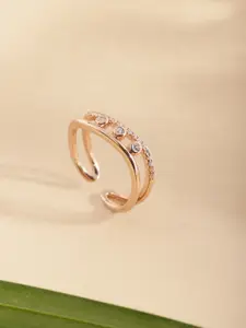 DIAVO 925 Sterling Silver Rose Gold-Plated Rogue Rhapsody Finger Ring