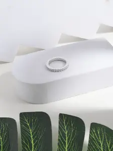 DIAVO 925 Sterling Silver Rhodium-Plated Artificial Stones Studded Finger Ring