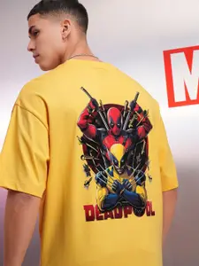 HIGHLANDER Men Deadpool Printed Oversized Drop Shoulder Sleeves Cotton Tshirt