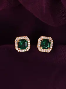 Clara 925 Sterling Silver Gold Plated Cubic Zirconia Contemporary Studs