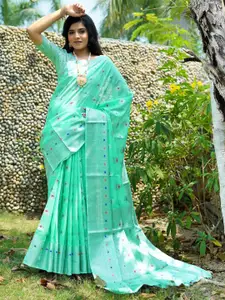 Areca Designer Ethnic Motifs Zari Linen Blend Banarasi Saree