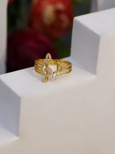 DIAVO Musical Muse 925 Sterling Silver Gold Plated & Stone Studded Finger Ring