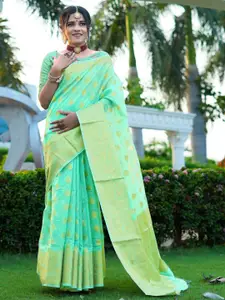 Areca Designer Ethnic Motifs Zari Linen Blend Banarasi Saree