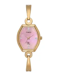 Timex Women Brass Mother of Pearl Dial & Stainless Steel Bracelet Style Straps Analogue Watch TWEL19702