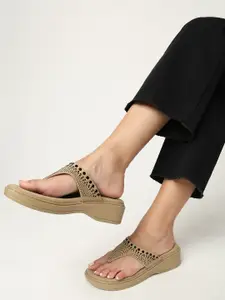 Marc Loire Women Embellished PU Work Wedge Sandals