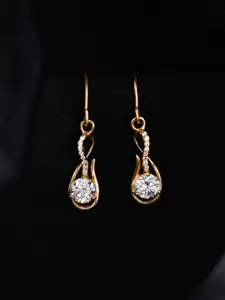 Clara 925 Sterling Silver Gold-Plated Contemporary Cubic Zirconia Drop Earrings