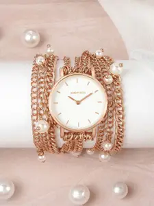 JOKER & WITCH Women Pearl Wrap Around Straps Analogue Watch AMWW817