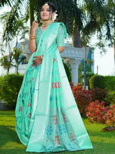Areca Designer Ethnic Motifs Zari Linen Blend Banarasi Saree