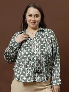Athena Ample Print Satin Shirt Style Top