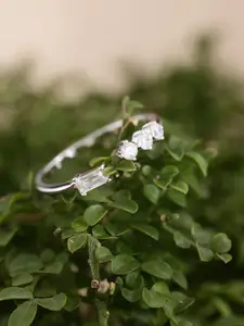 DIAVO 925 Sterling Silver Rhodium-Plated Stones Studded The Valentina Finger Ring