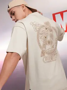 HIGHLANDER Men Avenger Printed Oversized Drop Shoulder Sleeves Cotton Tshirt