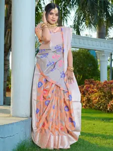 Areca Designer Ethnic Motifs Zari Linen Blend Banarasi Saree