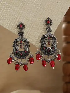 Jazz and Sizzle Silver-Plated Peacock Shaped Chandbalis Earrings