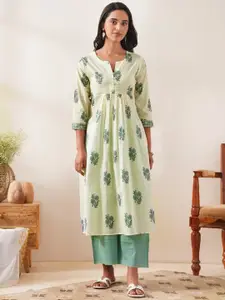 JAYPORE Floral Printed Pure Cotton A-Line Kurta