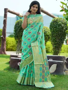 Areca Designer Ethnic Motifs Zari Linen Blend Banarasi Saree