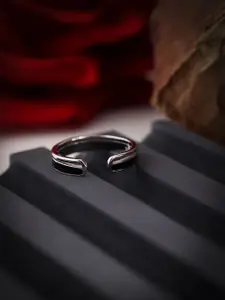 DIAVO Rhodium-Plated 925 Sterling Silver Zen Chic Dual-Tone Finger Ring