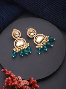 Jazz and Sizzle Gold-Plated Kundan & Cubic Zirconia Classic Drop Earrings