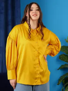 CURVY STREET WoMen Plus Size Comfort Spread Collar Solid Oversized Casual Shirt