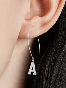 Sangria 925 Sterling Silver A Alphabet Shaped Drop Earrings